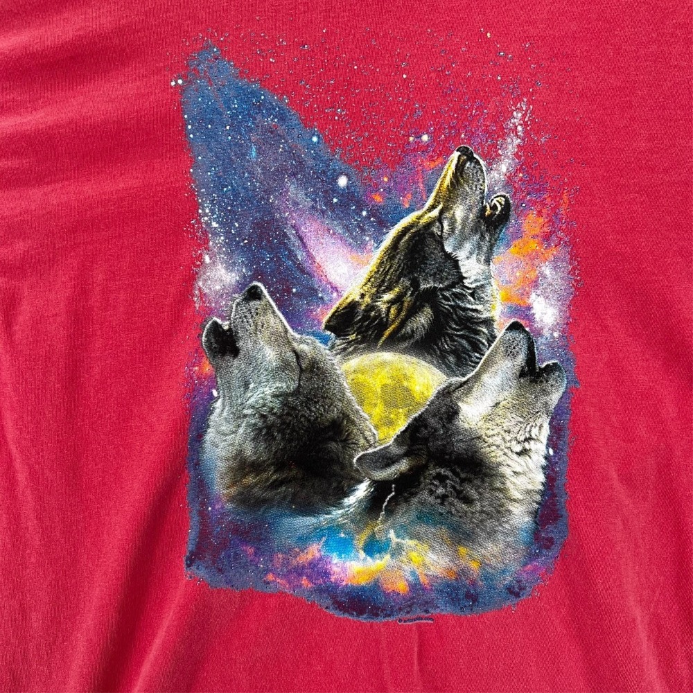 Space Wolves Howling Moon Red Graphic Tee Retro‎ Nature Comfort Colors Adult L